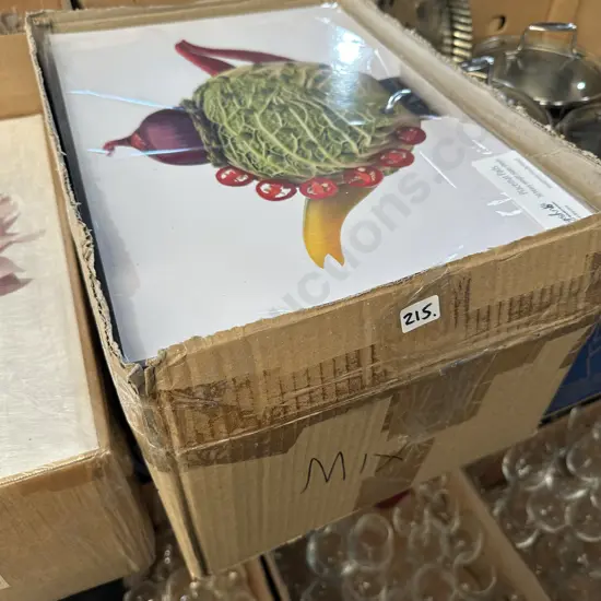 Box lot of "golly gosh" placemat pads.