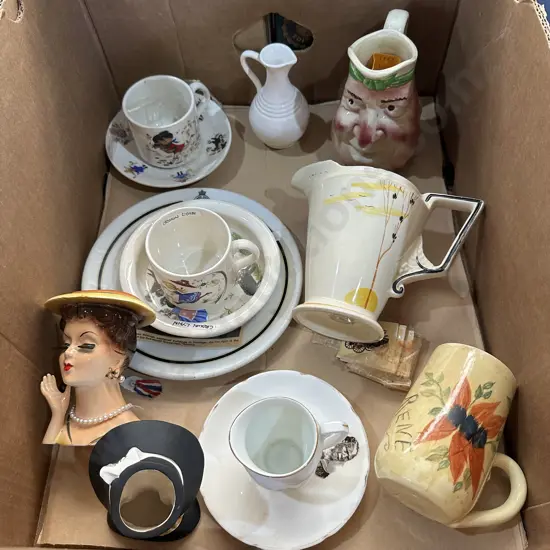 Box lot of collectables including Crown Lynn etc.