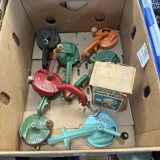 Collection of bean slicers, one boxed.