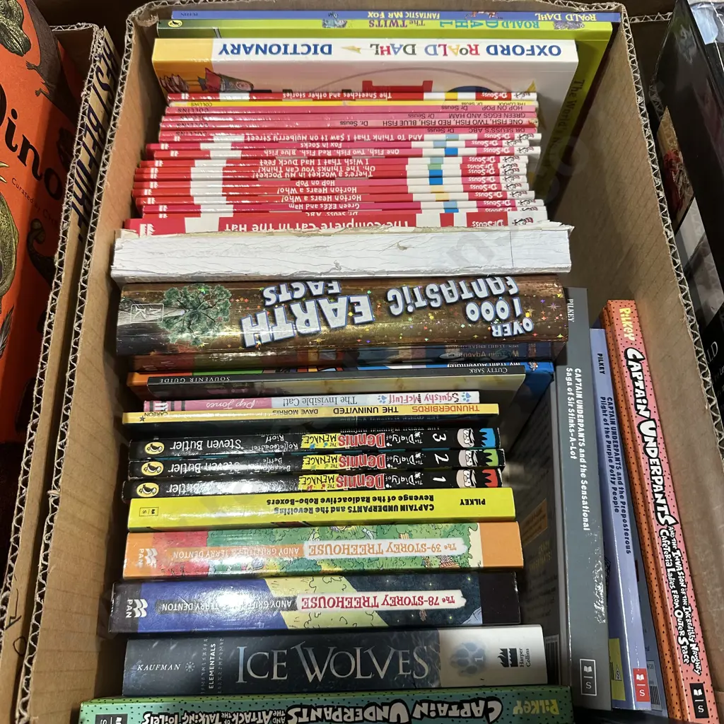 Box of books including Dr Seuss etc. Image 1++