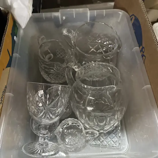 Bin of crystal.