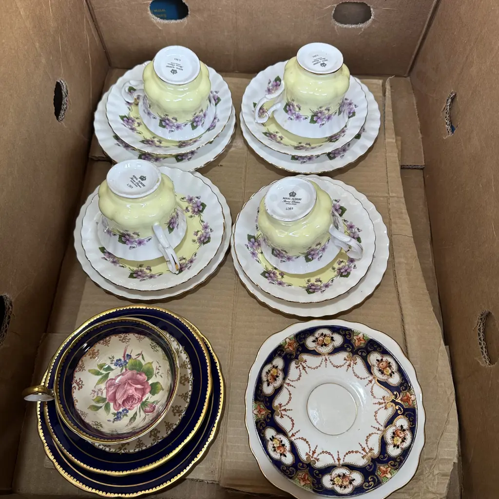 Box lot of china trios etc. Image 1++