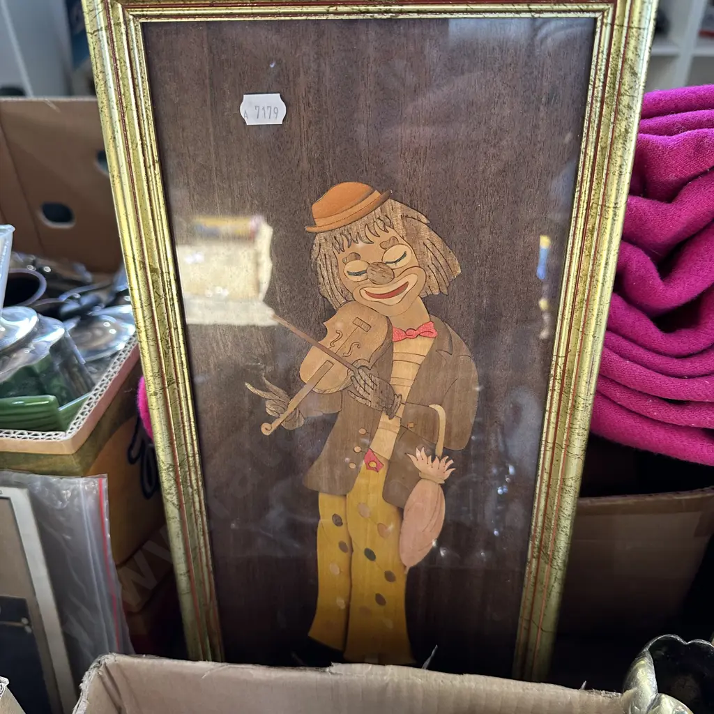 Box of art glass and silverware plus a picture etc. Image 1++