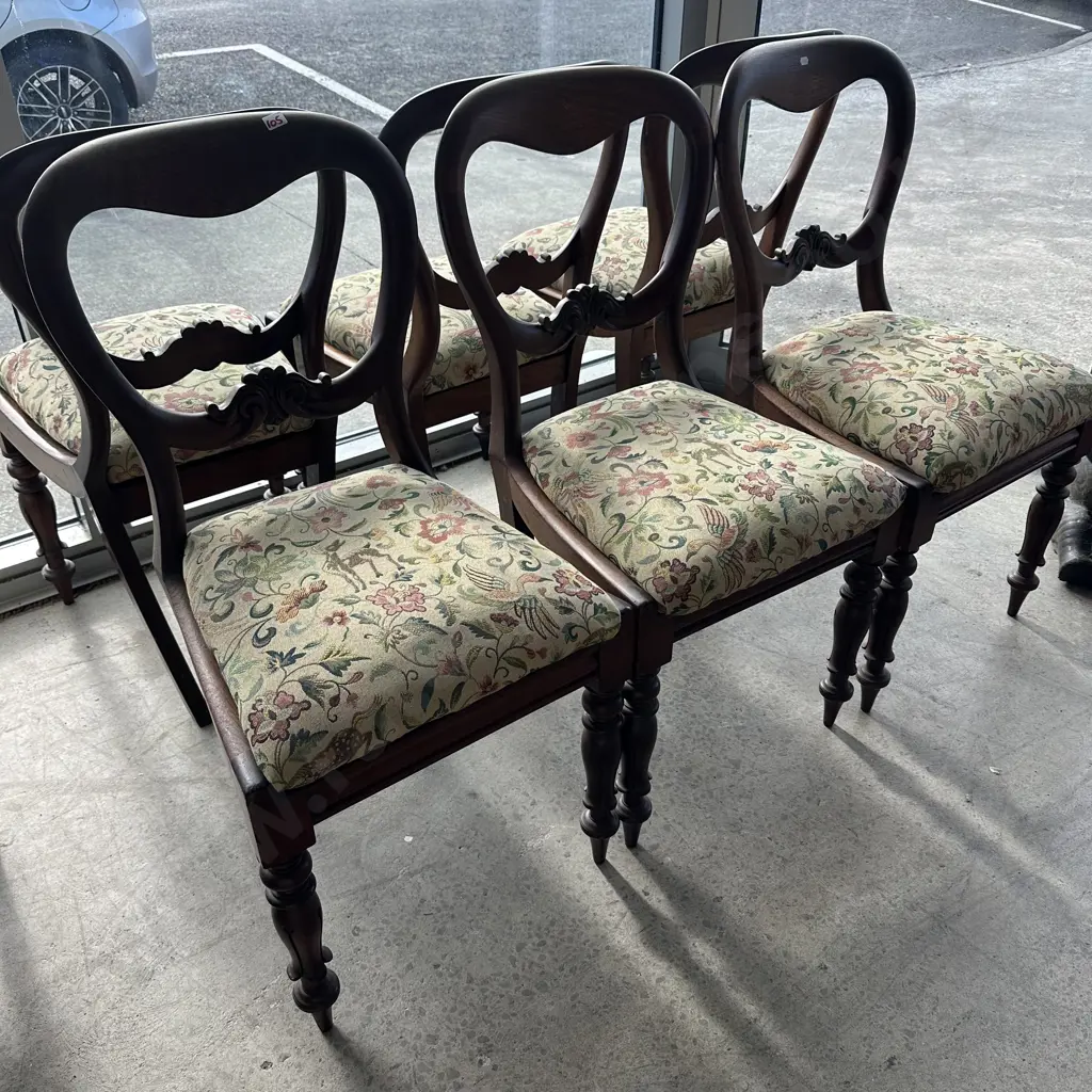 set of 6 antique recovered balloon back Mahogany dining chairs Image 1++