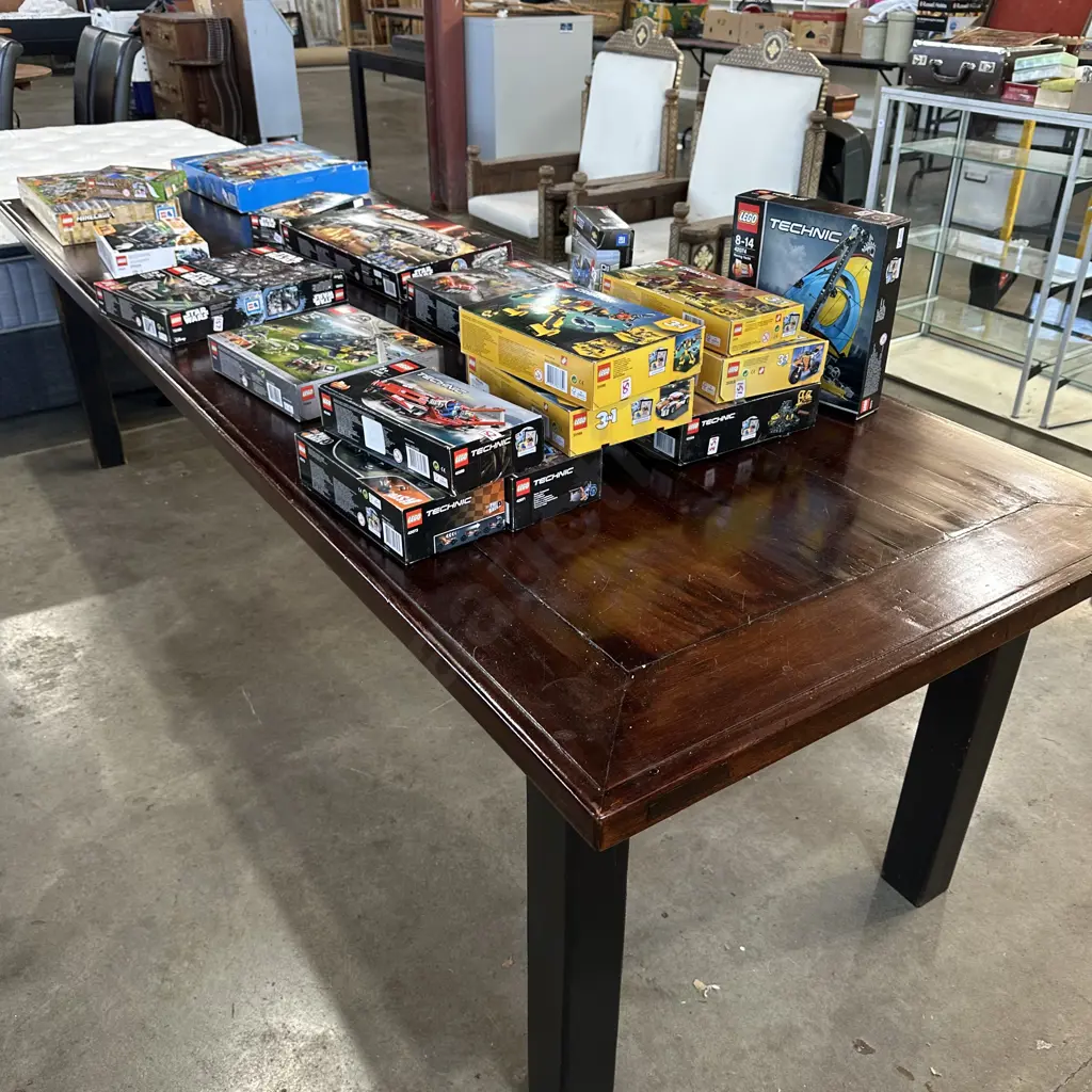 solid thick Teak long dining table 2730 x 930mm Image 1++