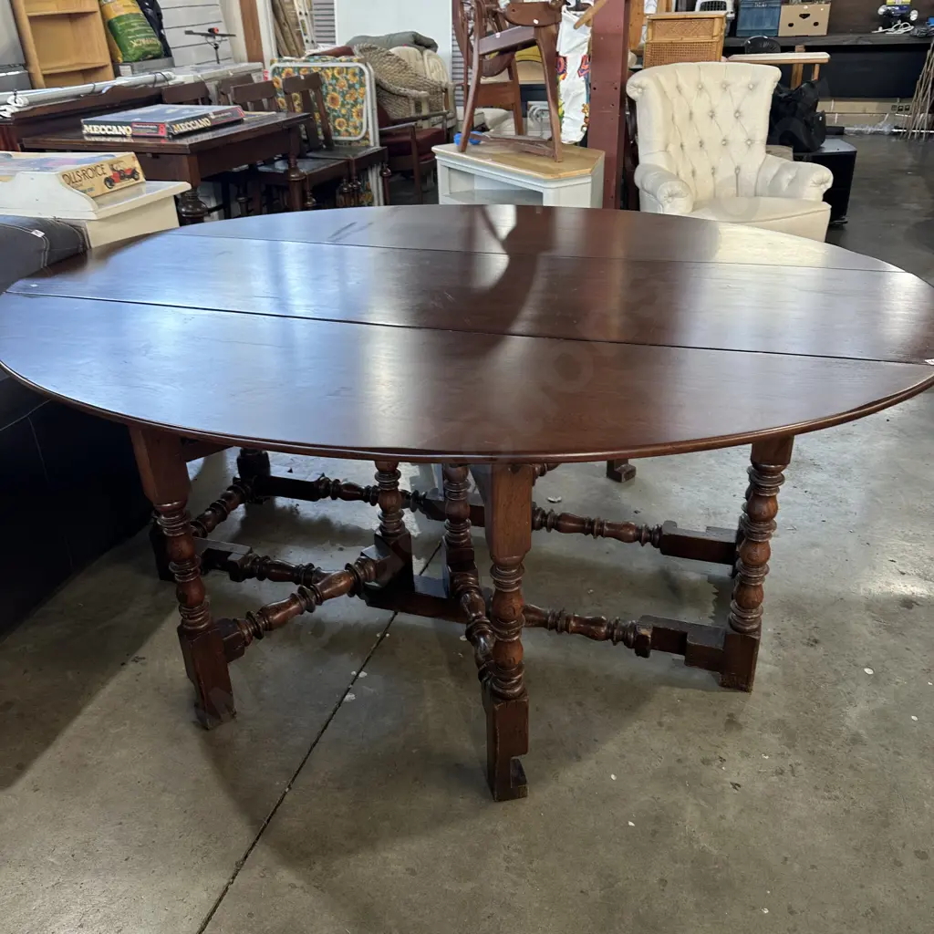 Antique double gateleg drop-leaf Oak dining table Image 1++
