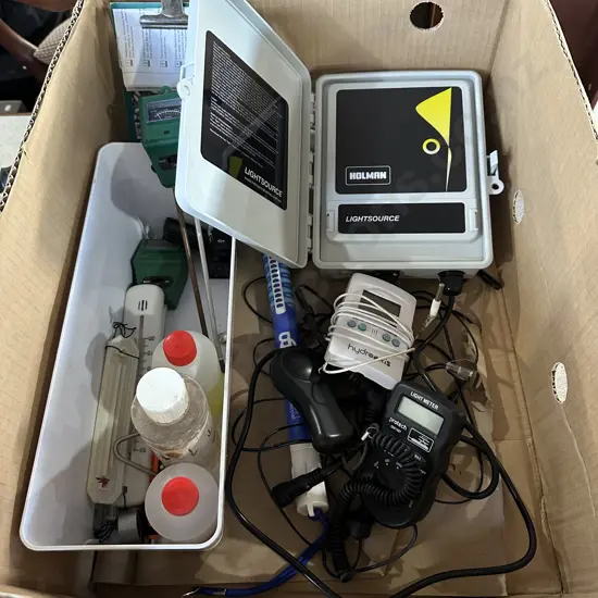 Lightsource box, gauges and meters for growing system