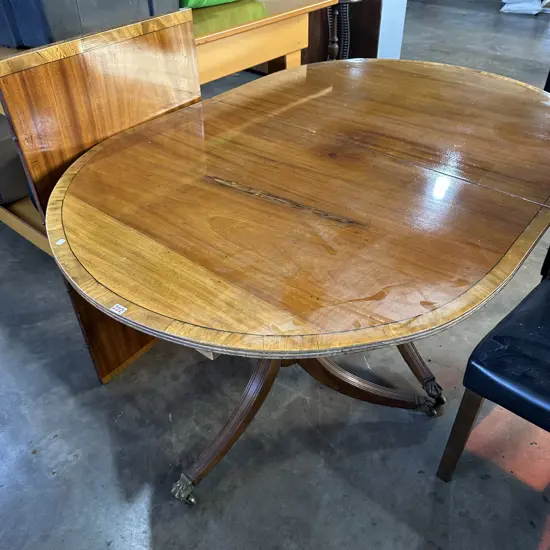 Twin pedestal dining table with insert