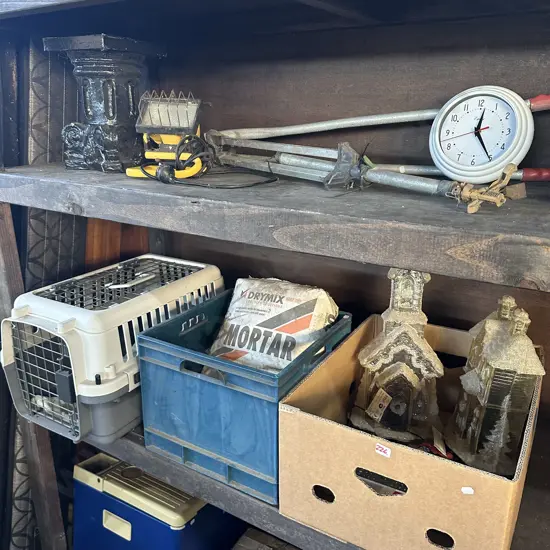 pet cage, morter, box lot etc