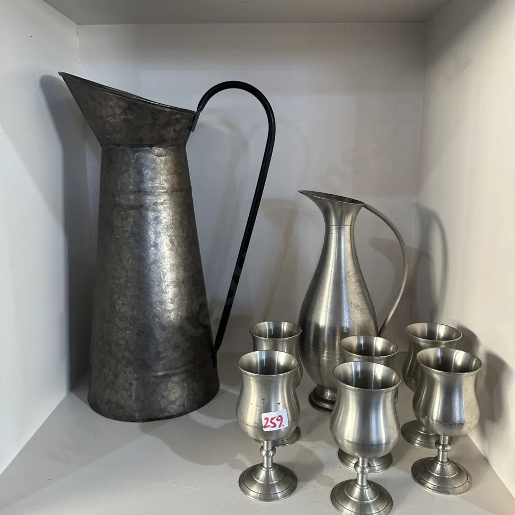 tin jug vase plus Pewter wine set Image 1++