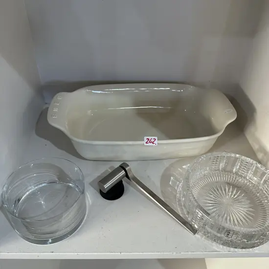 large Smeg dish, glass dishes and "happy sink"