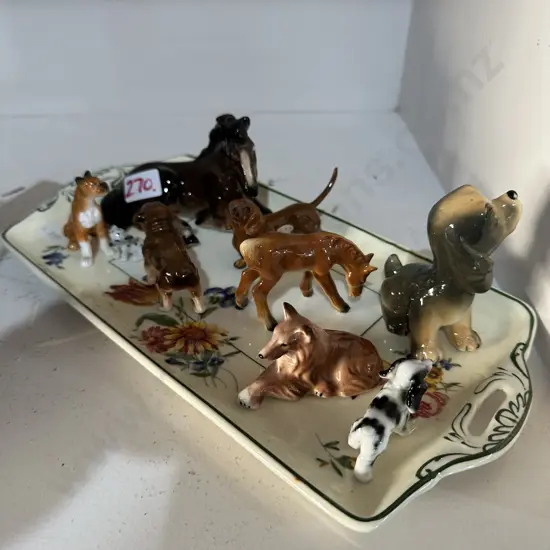 miniature porcelain animals plus sandwich plate