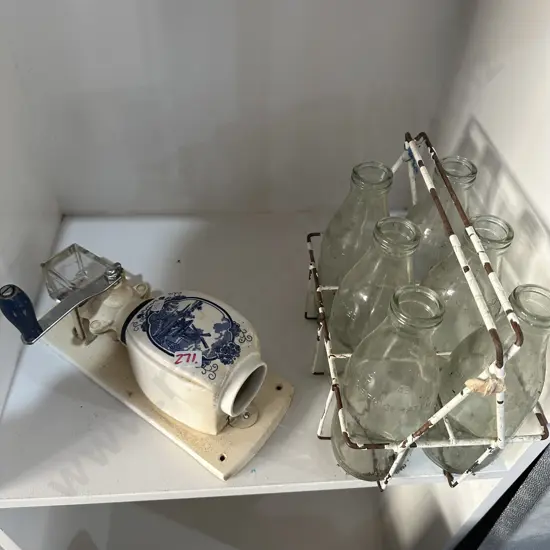 coffee grinder (no lid) plus milk bottles