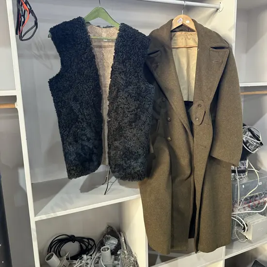 sheepskin vest & army coat