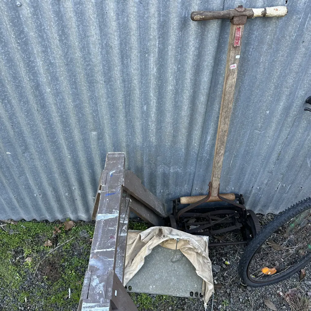 hand mower and saw horses Image 1++