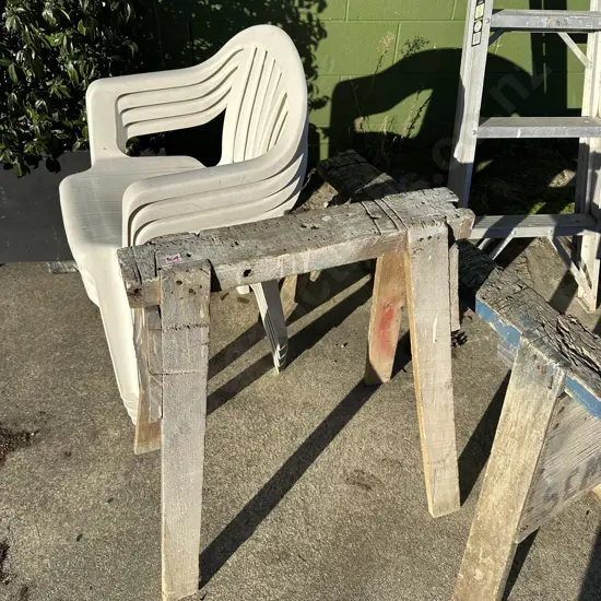 chairs and saw horses