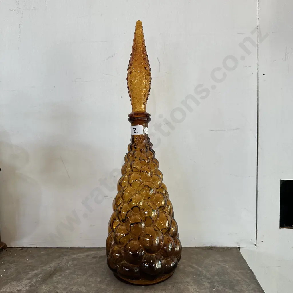vintage Empoli Amber glass "genie" bottle 44cm Image 1++