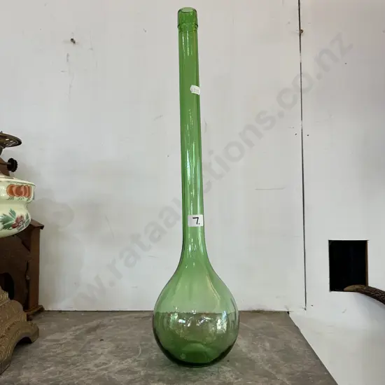 Green glass bulb vase 49cm