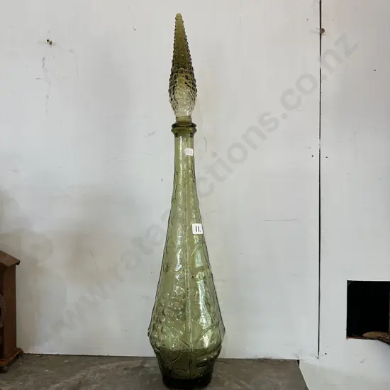 vintage Empoli Green glass "genie" bottle 57cm