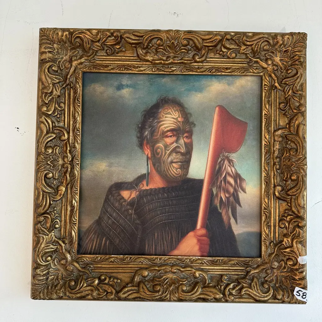 framed Maori chief print Image 1++