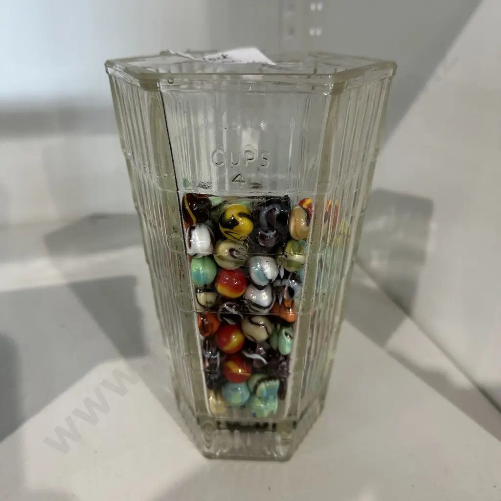 collection of vintage marbles in glass blender Image 1++