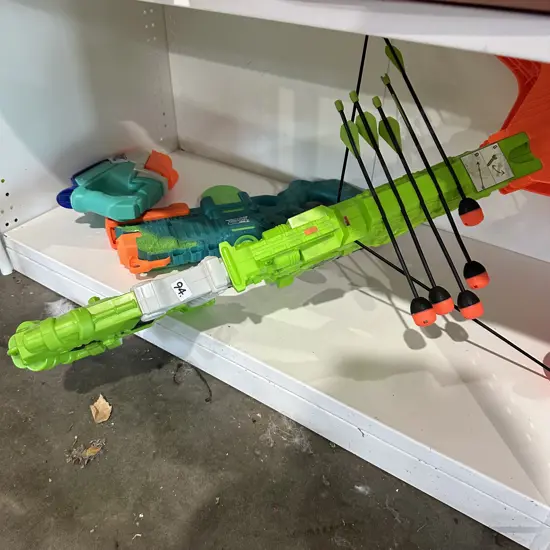 nerf guns and bow