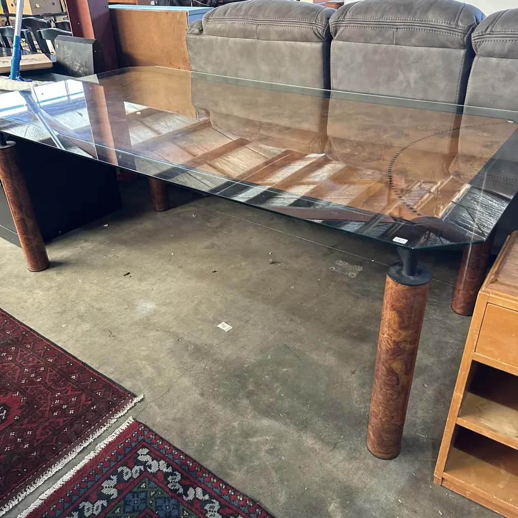 Italian Opera Radica table 1860 x 900 plus protective glass top from Corniche Living (Auckland) Image 1++