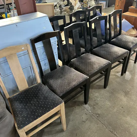 set of 8 chairs (one white washed)