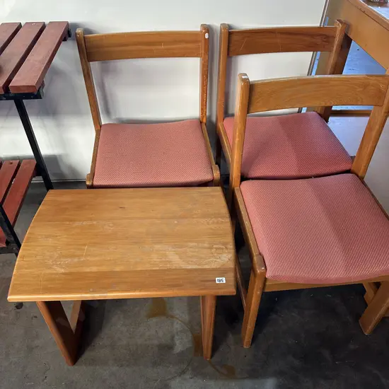 3 Rimu chairs and coffee table