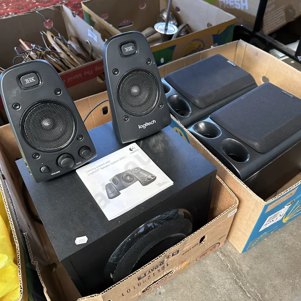 Logitech Z623 speaker system plus pair Sony speakers. Image 1++