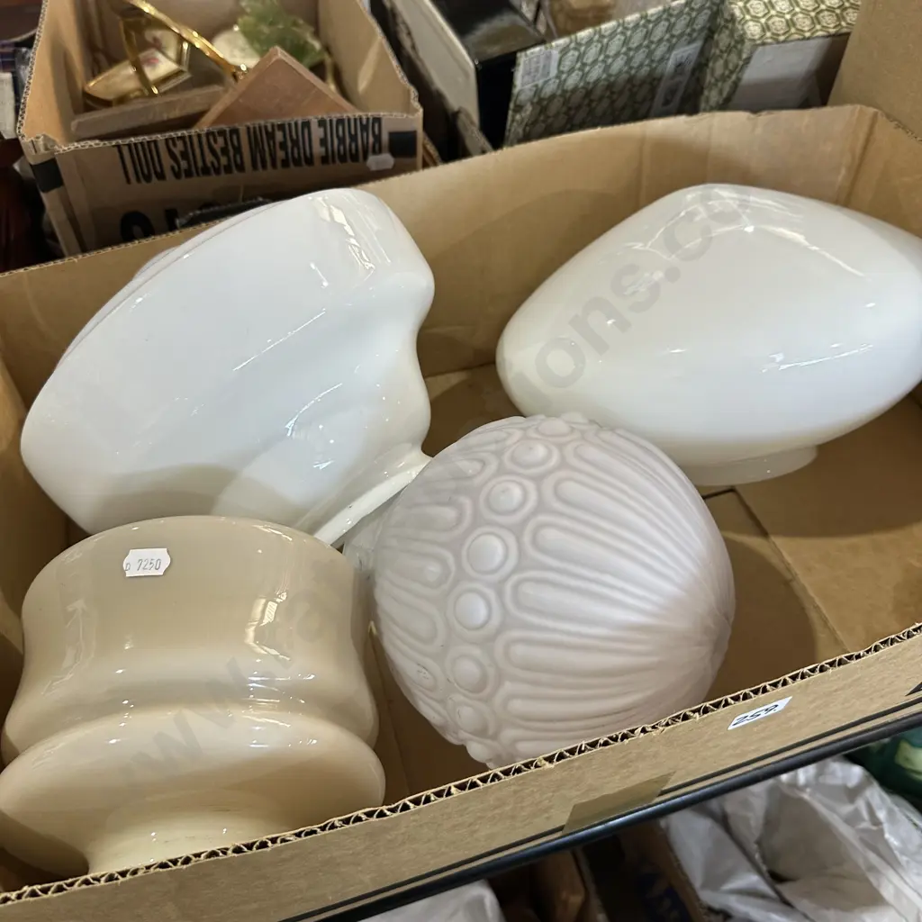 Box lot of light shades including art deco. Image 1++