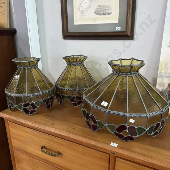 set of 3 leadlight shades (not perfect)