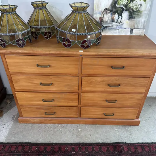 solid Rimu chest of 8 drawers 1200 long