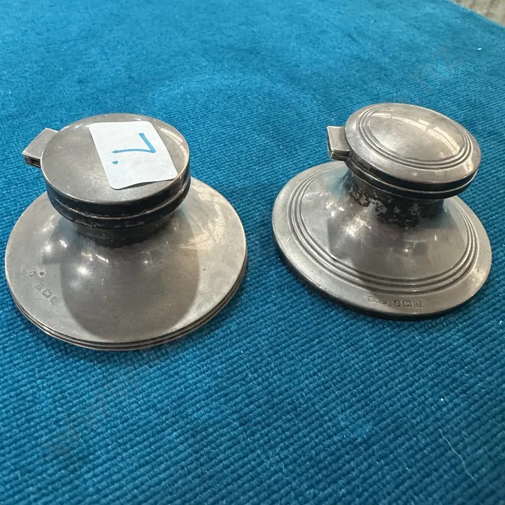 2 x small Sterling silver inkwells Image 1++
