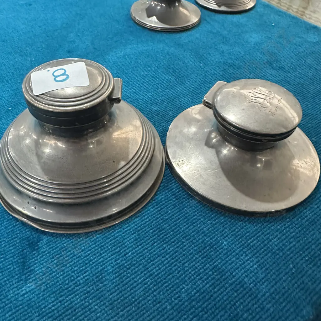 2 x medium Sterling Silver ink wells Image 1++