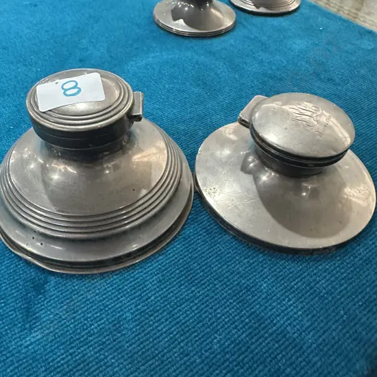 2 x medium Sterling Silver ink wells