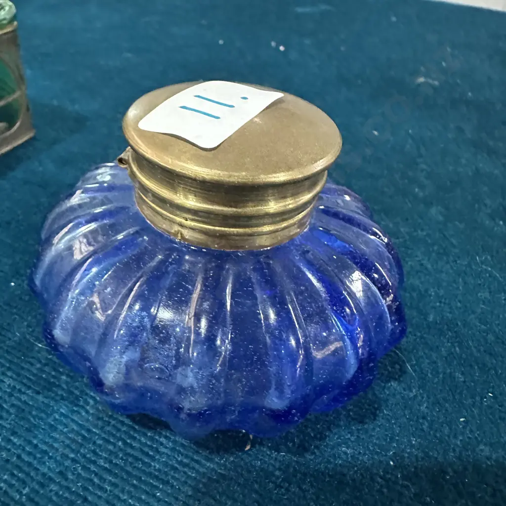 antique Cobalt Blue ink well Image 1++