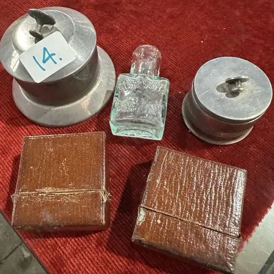 travel vesta & ink well, 2 x cufflink boxes plus mini bottle
