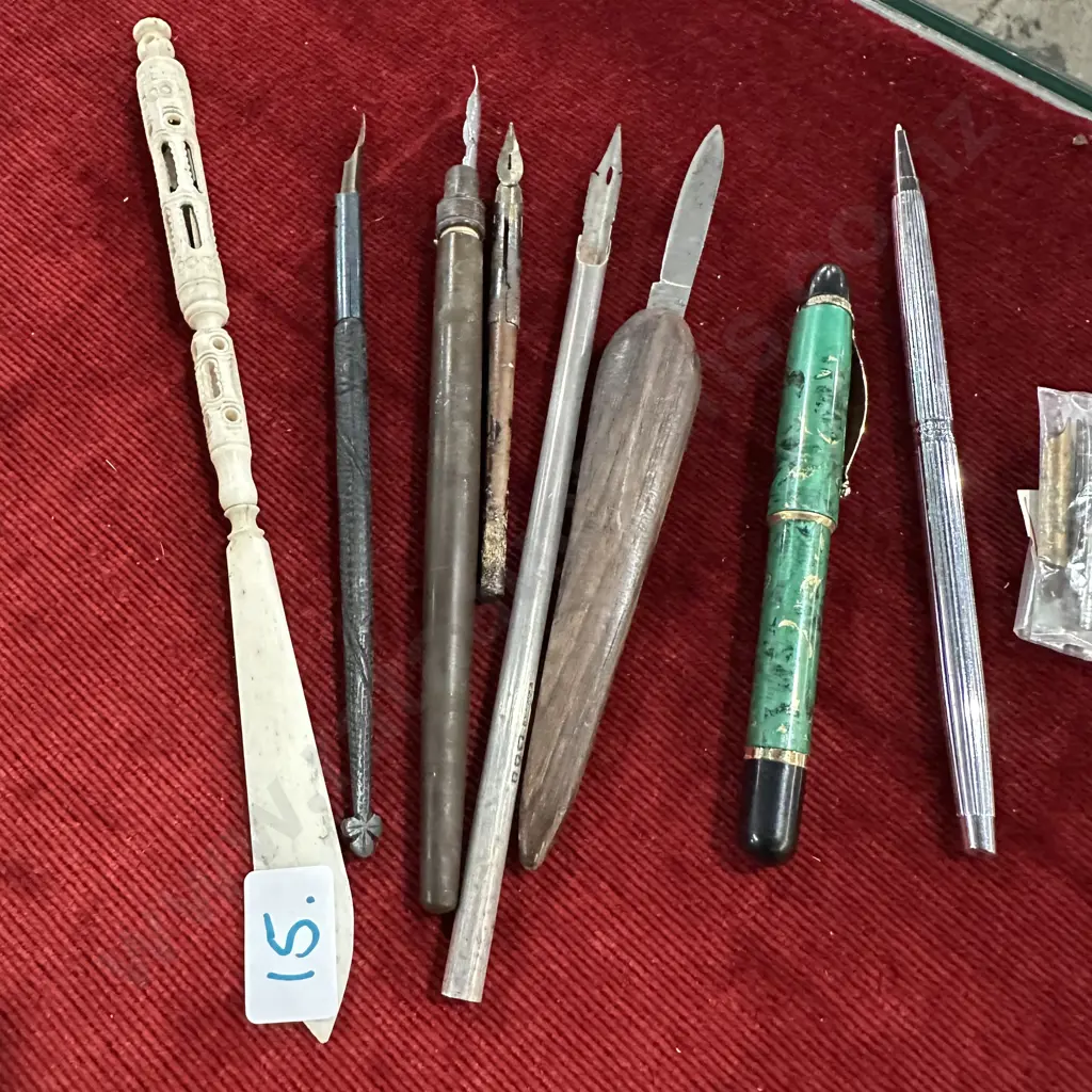 fountain pens, letter openers inc bone & wood carved, Sterling Silver Image 1++