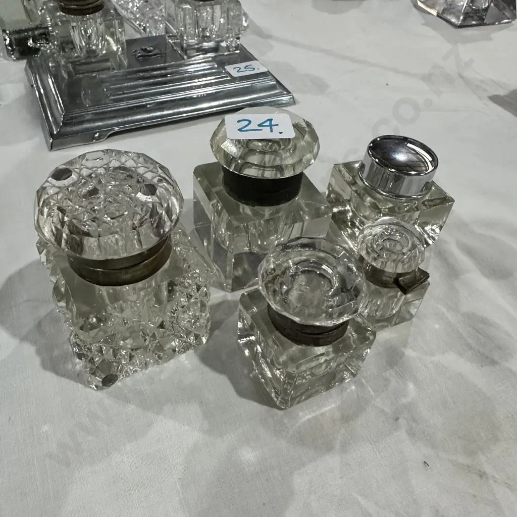 5 glass inkwells Image 1++
