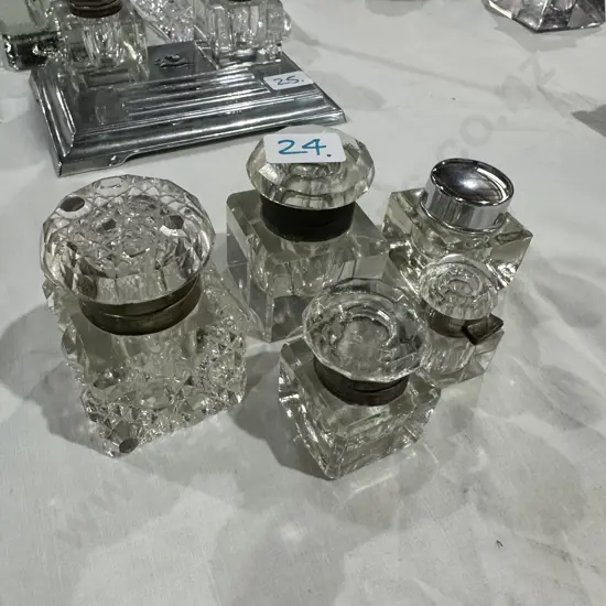 5 glass inkwells