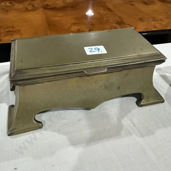 Art Nouveau Brass coated Copper double inkwell, large 21cm