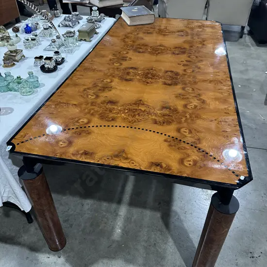 Burr Walnut Italian Opera Radica table 1860 x 900 plus protective glass top from Corniche Living (Auckland)