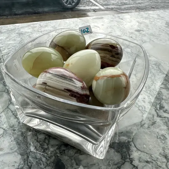 10 x marble eggs & glass bowl