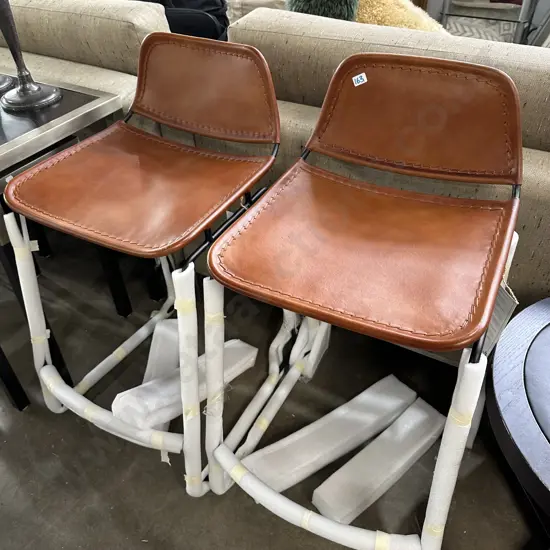 Pr new leather bar stools