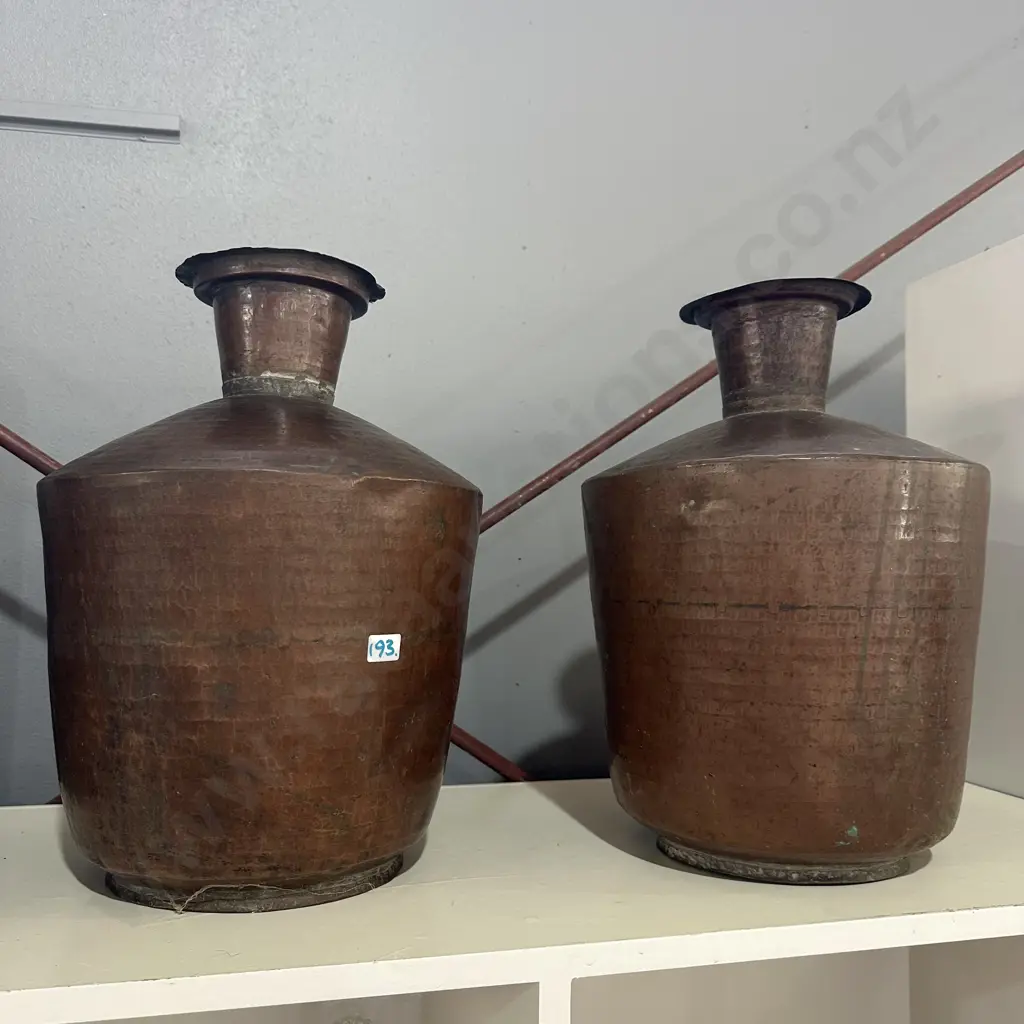 Pr large antique Indian Copper water containers "JUN" Image 1++