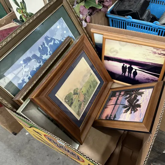 Seven framed pictures.