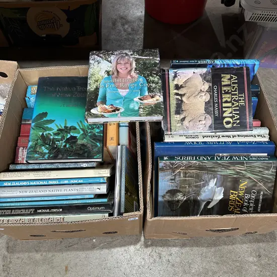 Two boxes of books including Annabel Langbein cook book etc.