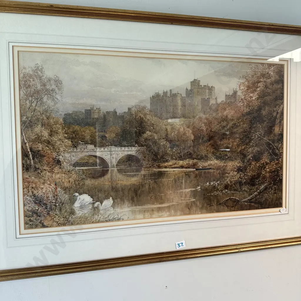 large David Law framed castle scene 1888 frame size 850 x 600mm Image 1++