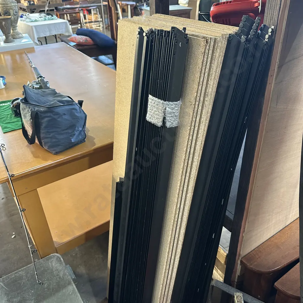 Large lot of flat packed shelving (22 sheets of wood 1500 x 450) Image 1++